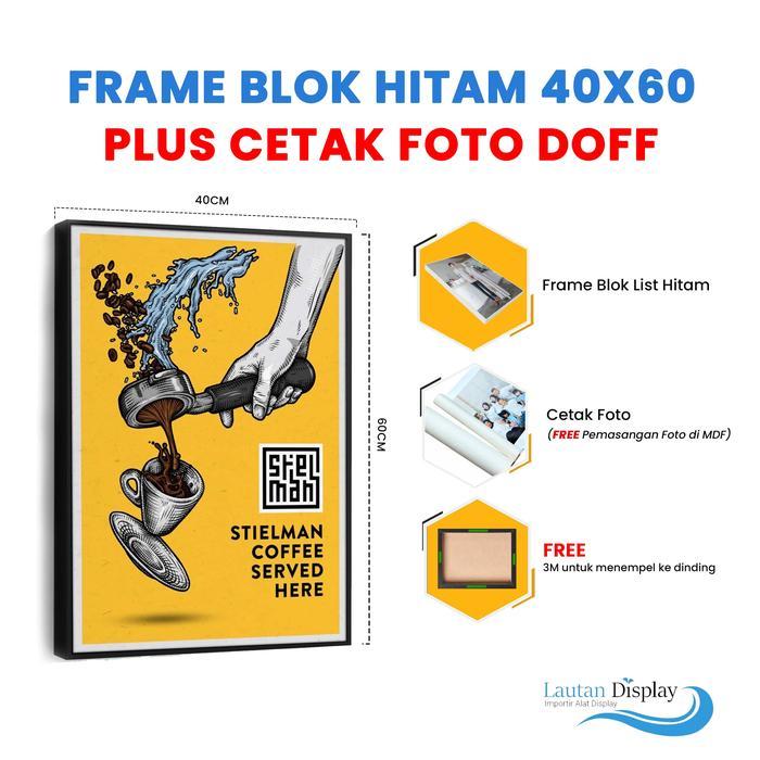 Cetak Foto Besar + Bingkai Cuci Poto Pigura Photo Wall Frame Blok Figura Nikahan Newborn Pre Wedding
