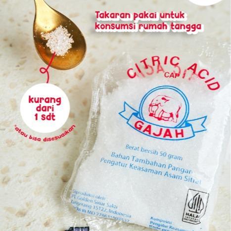 Citric Acid Cap Gajah 500Gr Citrun Asam Sitrat Pasti Diskon