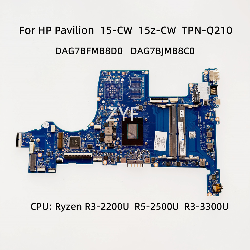 For Hp Pavilion 15-Cw 15Z-Cw Tpn-Q210 Laptop Motherboard Dag7Bfmb8D0 Dag7Bjmb8C0 Ryzen R3 R5 Cpu