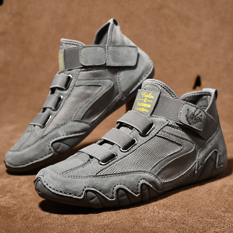 Golden Sapling Big Size 45 Men Boat Shoes High Quality Patchwork Mesh Leather Leisure Loafers Man