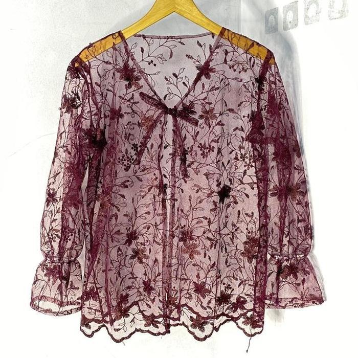 Terbaru outer vest long, vest brukat panjang, tunik brukat, kebaya brukat Barang Berkualitas