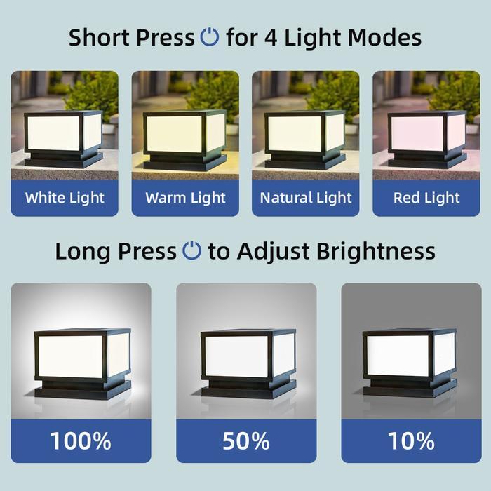 CANMEIJIA LAMPU PILAR PAGAR TAMAN TENAGA SURYA OUTDOOR DEKORASI TAMAN BINGKAI LAMPU PAGAR 4 WARNA