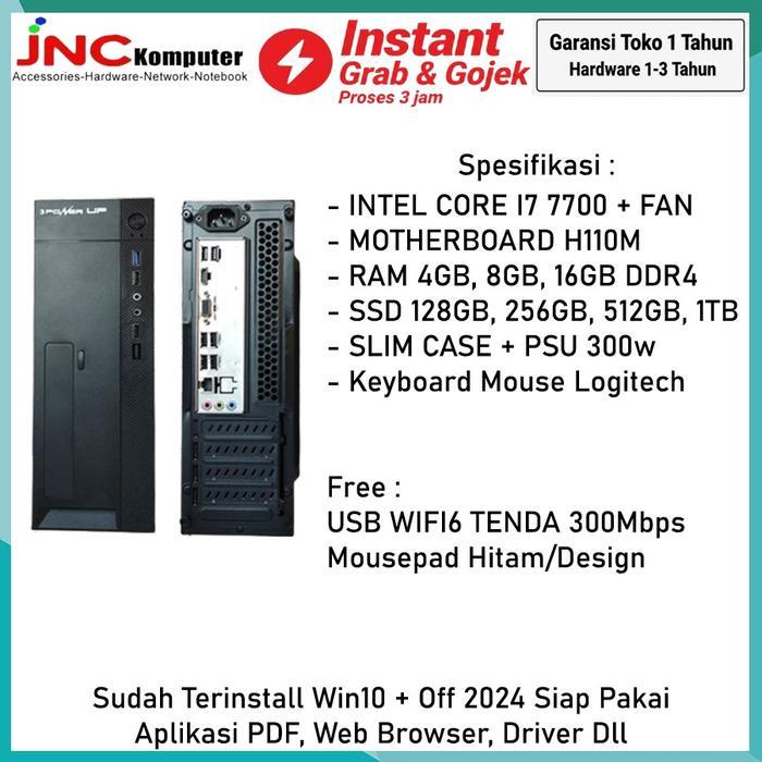 Komputer Slim Case i7 Gen7 Rakitan RAM DDR4 SSD NVME CPU Mini PC i7