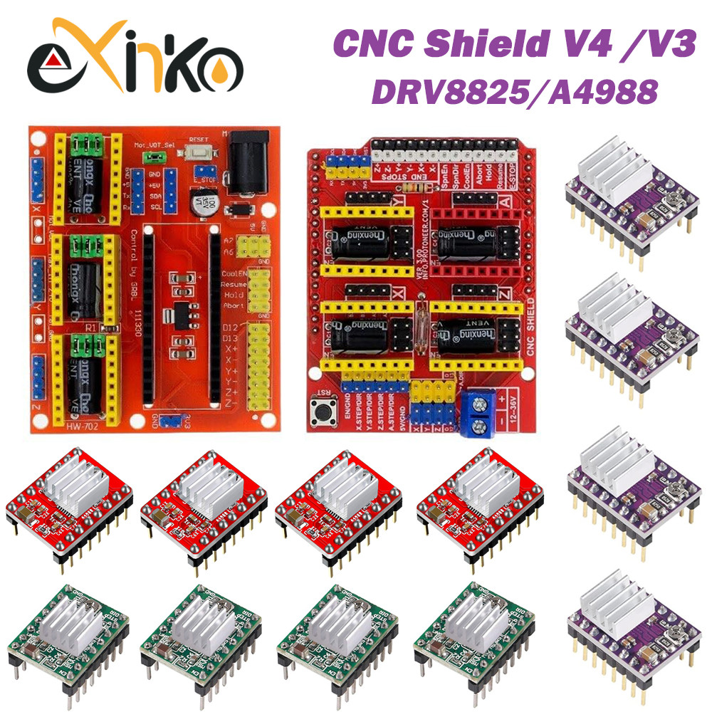 CNC Shield V4 CNC Shield V3 Engraving Machine 3D Printe+ 4pcs DRV8825 Or A4988 Driver Expansion