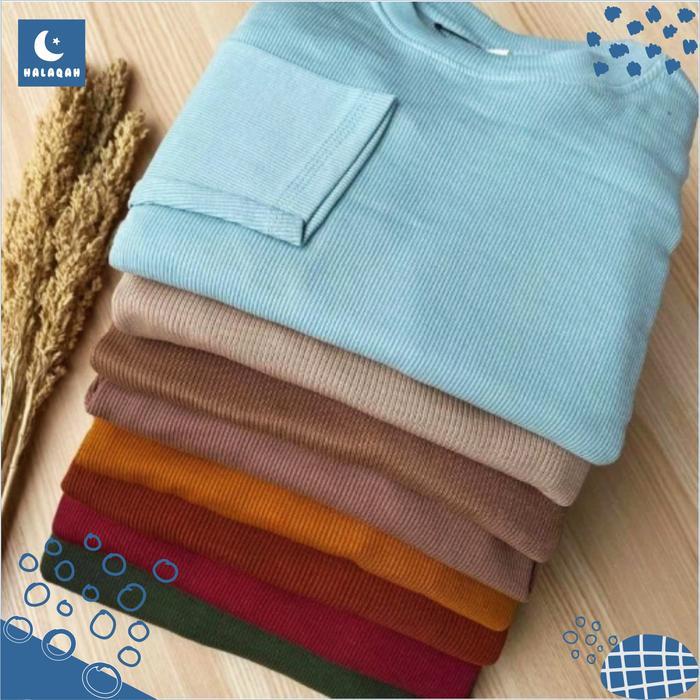 Kaos Polos Lengan Panjang Wanita Premium Katun Rib Fit XL Unisex Tebal