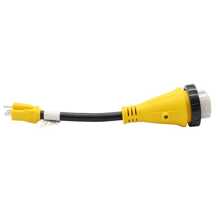 MARINE 15 AMP MALE TO 50 AMP FEMALE DOGBONE ADAPTER 125V SHORE POWER