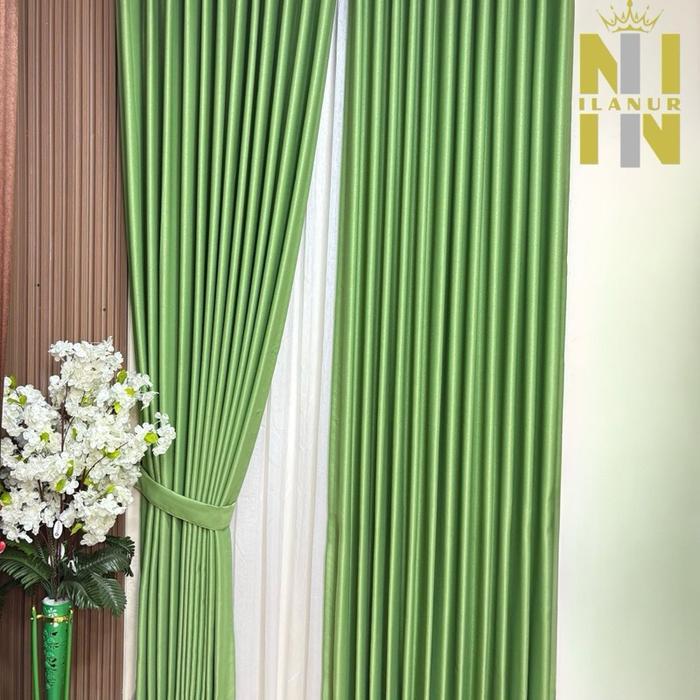 GORDEN JENDELA MINIMALIS 90% BLACKOUT WARNA HIJAU MINT DOFF