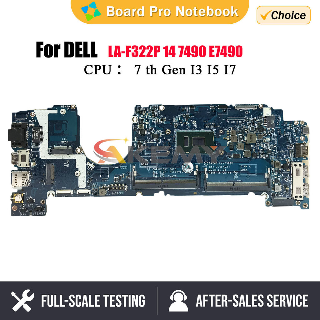 Laptop Motherboard For Dell Latitude 7490 E7490 La-F322P With Cpu I3 I5 I7 7Th/8Th Gen Mainboard