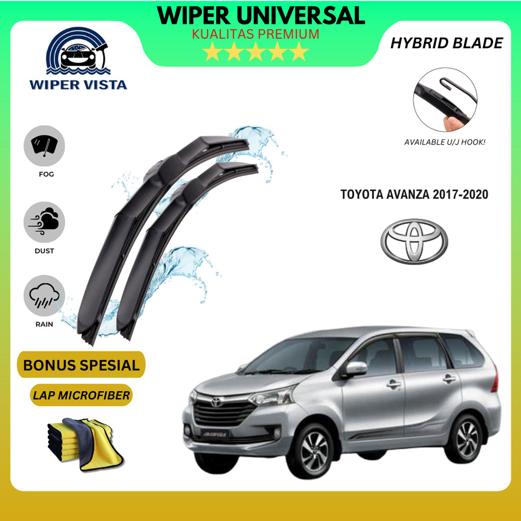Wiper Toyota Avanza 2017-2020 Hybrid Kaca Depan Mobil Free Lap Microfiber
