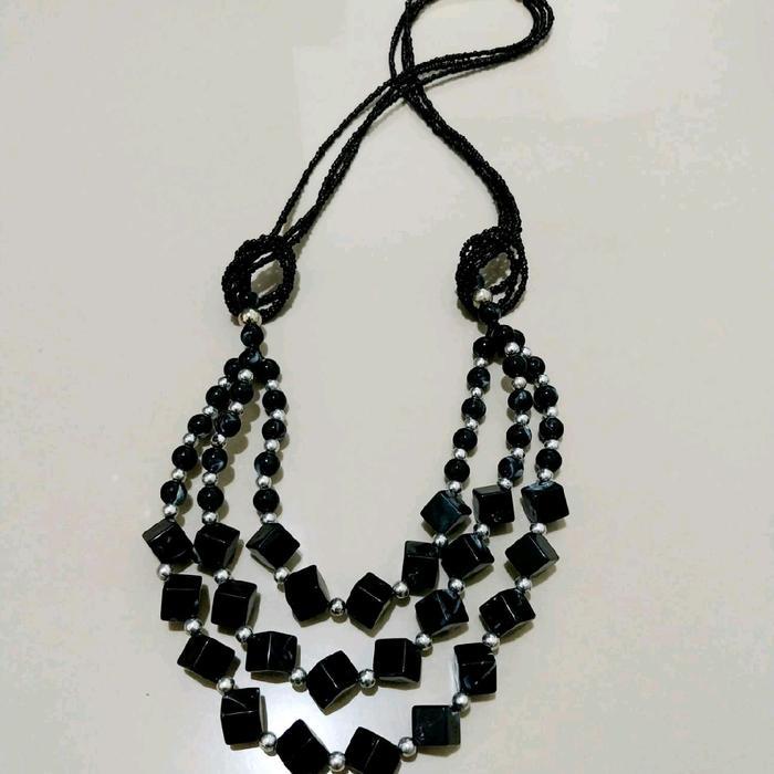 Kalung Hijab 3Layer/Kalung Kristal Tiga Susun/Kalung Fashion wanita /Kalung aksesoris wanita Elegan