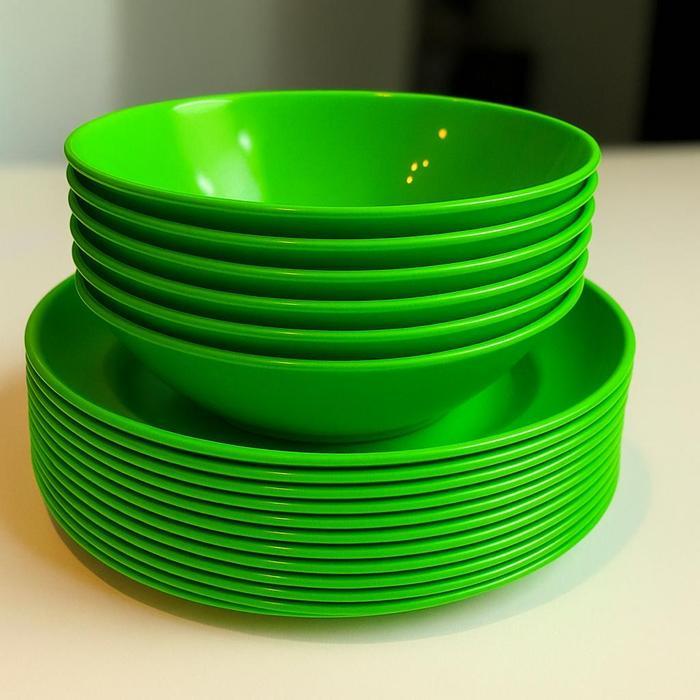 [12 Pcs] Piring Mangkok Plastik Tebal Gratis Bubble Mie Soto Ramen Bakso Jepang Set Pasti Ori