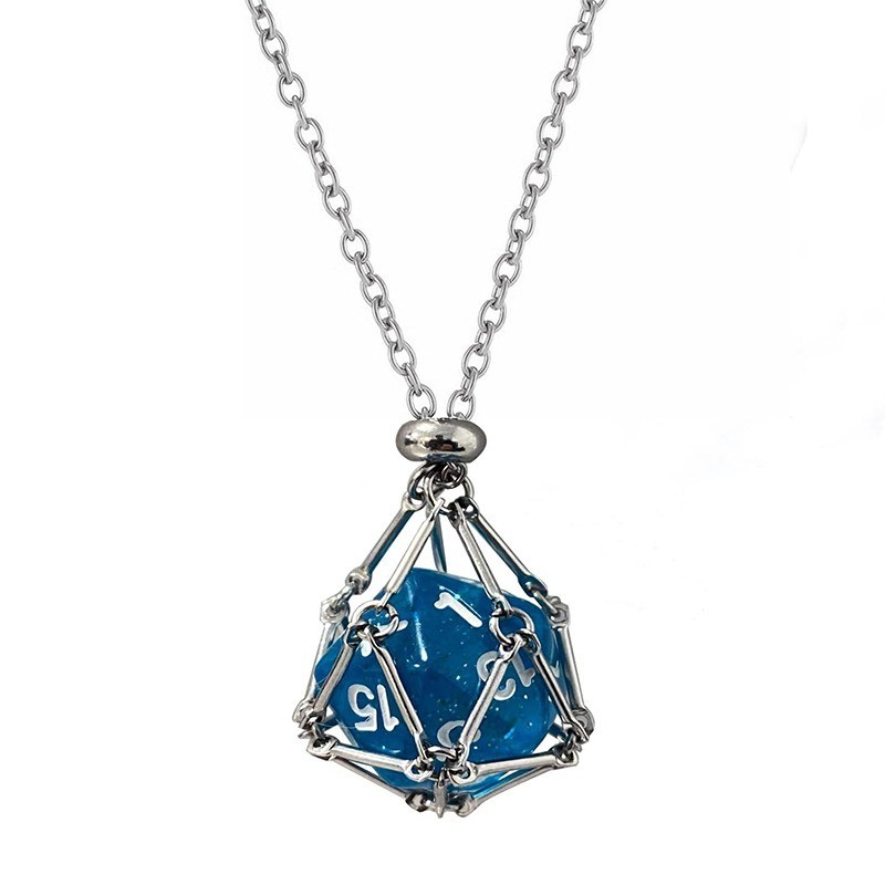 DND D20 Dice Necklace Stainless Steel Cage for D&d Dice, Dice Pendant DND Gift for Dungeon Master,