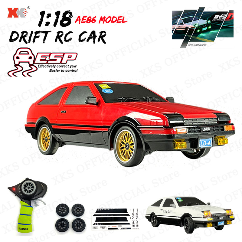 AE86 Model 1/18 RC Car 2.4G Remote Control 15Km/H AWD On Road LED Light ESP Gyroscope RC Drift
