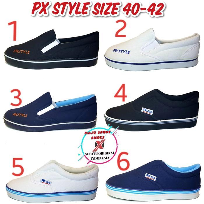 SEPATU SLIP ON PX STYLE 128 dan 179 warna hitam navy putih Flat Shoes Pria