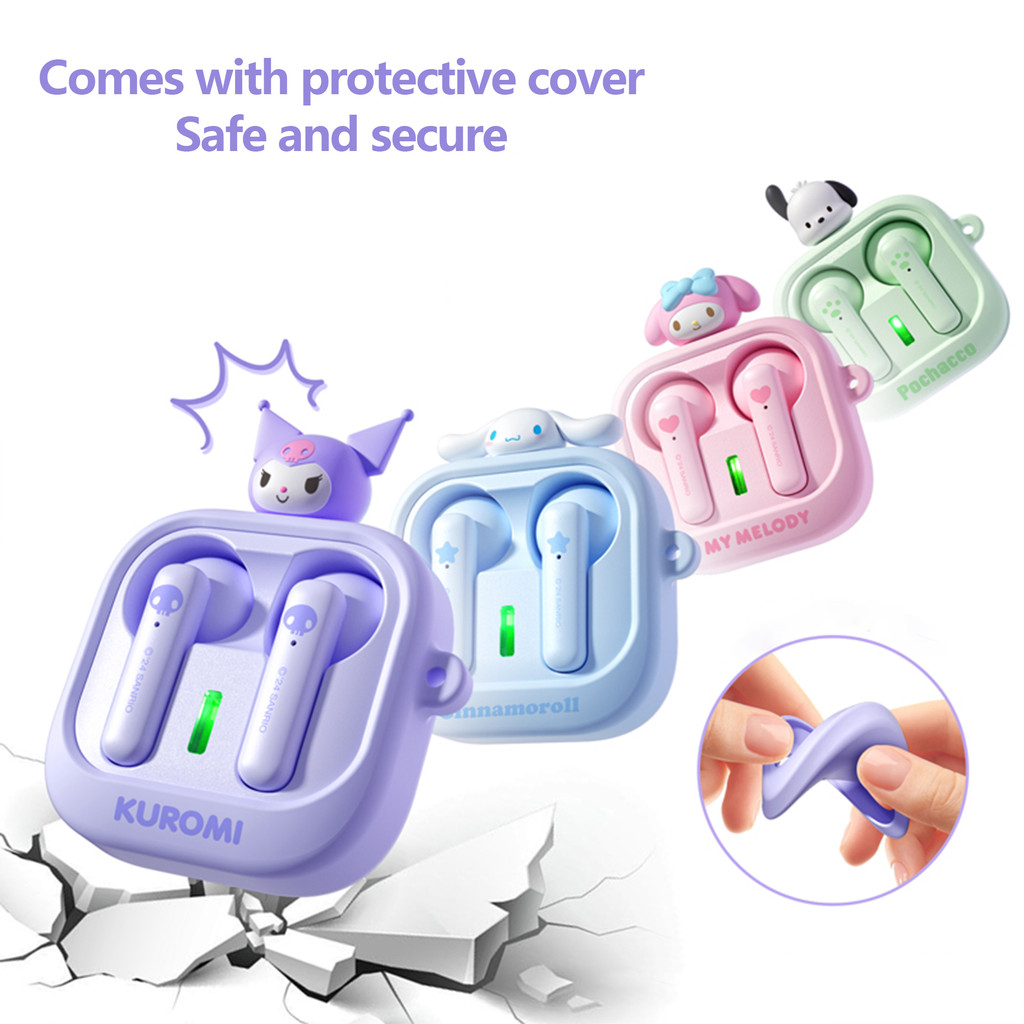 Sanrio kuromi My Melody Cinnamoroll EJ-734 Wireless Earphone Touch Control Sport Transparent