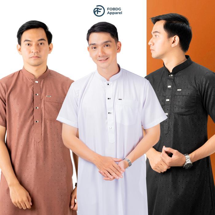 Jubah Pria Gamis Pria Jubah Pria Muslim Jubah Gamis Sengon Jubah Motif embos FOBDG Lengan Pendek