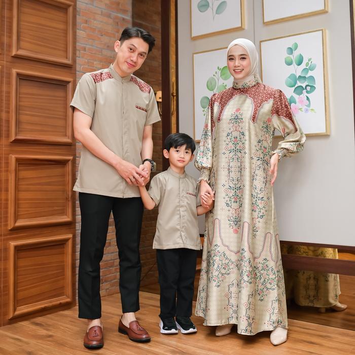 Pamungkas Collection Sarimbit Adiva & Adnan Gamis Bahan Mirabela Silk Kemeja Bahan Toyobo Sarimbit