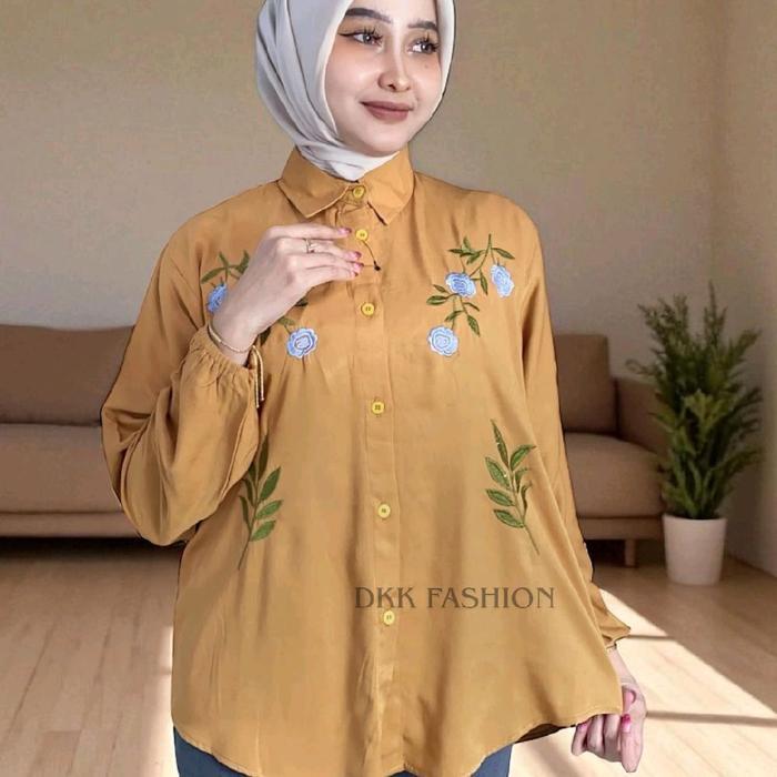 Kemeja Blouse Vina Bordir Rayon Twill Ld 110 Dan Ld 120 Terlaris