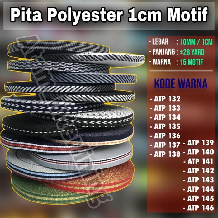 Pita polyester 1cm Pita motif Pita List baju Celana pita hampers