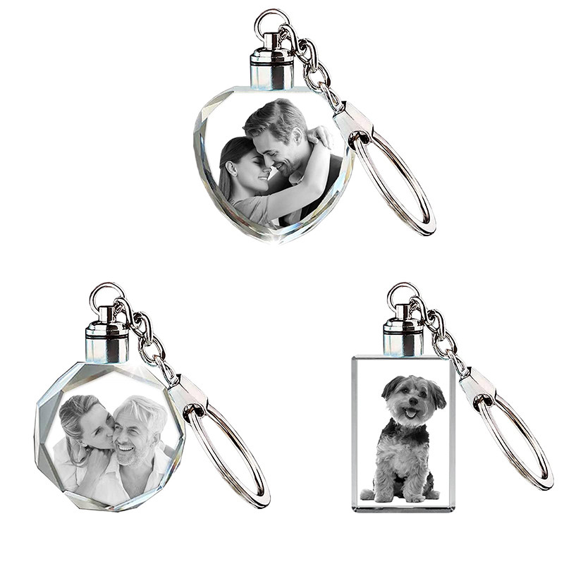 Custom Crystal Photo Keychain 3D innovation Personalized Custom Laser Engraved Photo Crystal