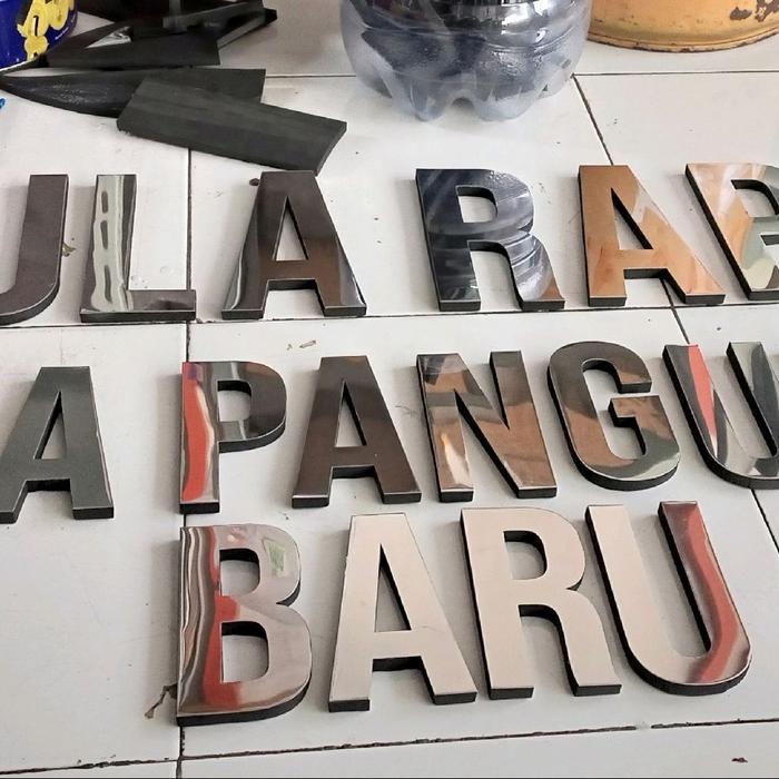 "New" Nomor huruf stainless spon tinggi 12cm