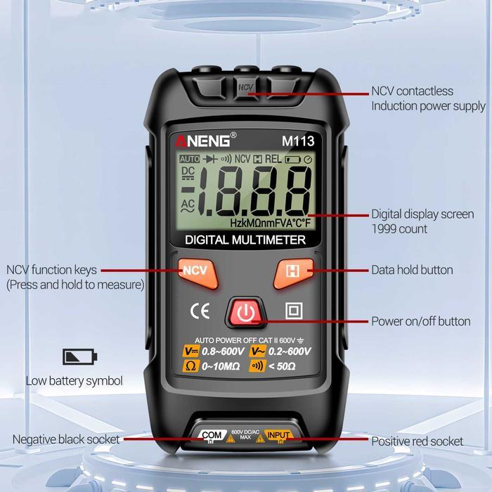 ANENG Digital Multimeter Portable NCV Non Contact - M113
