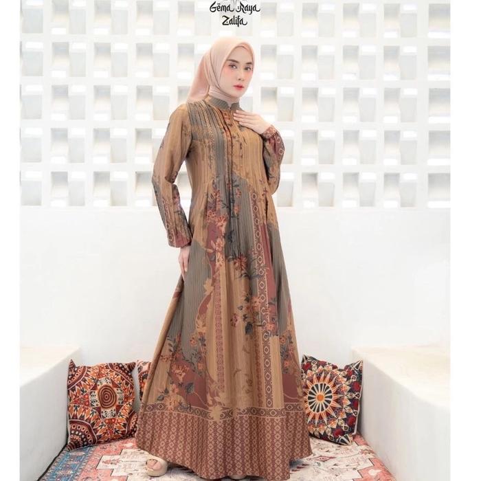 Zalifa Dress Terbaru Gamis Brukat Premium Lebaran Maxi Mewah Muslim Dewasa Remaja Pesta Wanita