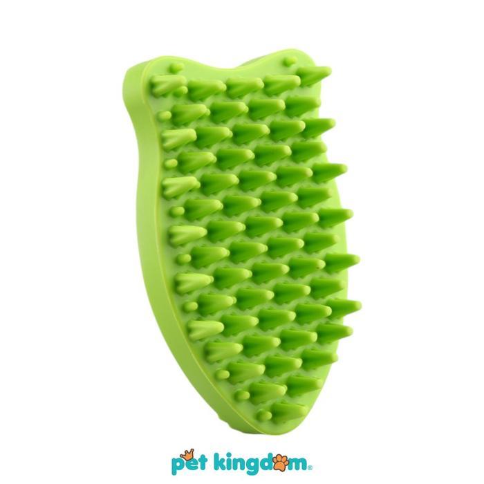 Pet Kingdom Sikat Grooming Hewan Fish Shape - Hijau Pembersih Bulu Pijat Badan Mandi Hewan Alat