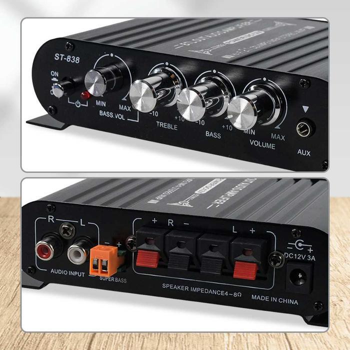 Mini Hifi Stereo Ampli Treble Bass Booster 12V 200W - Lvpin Lp-838 New