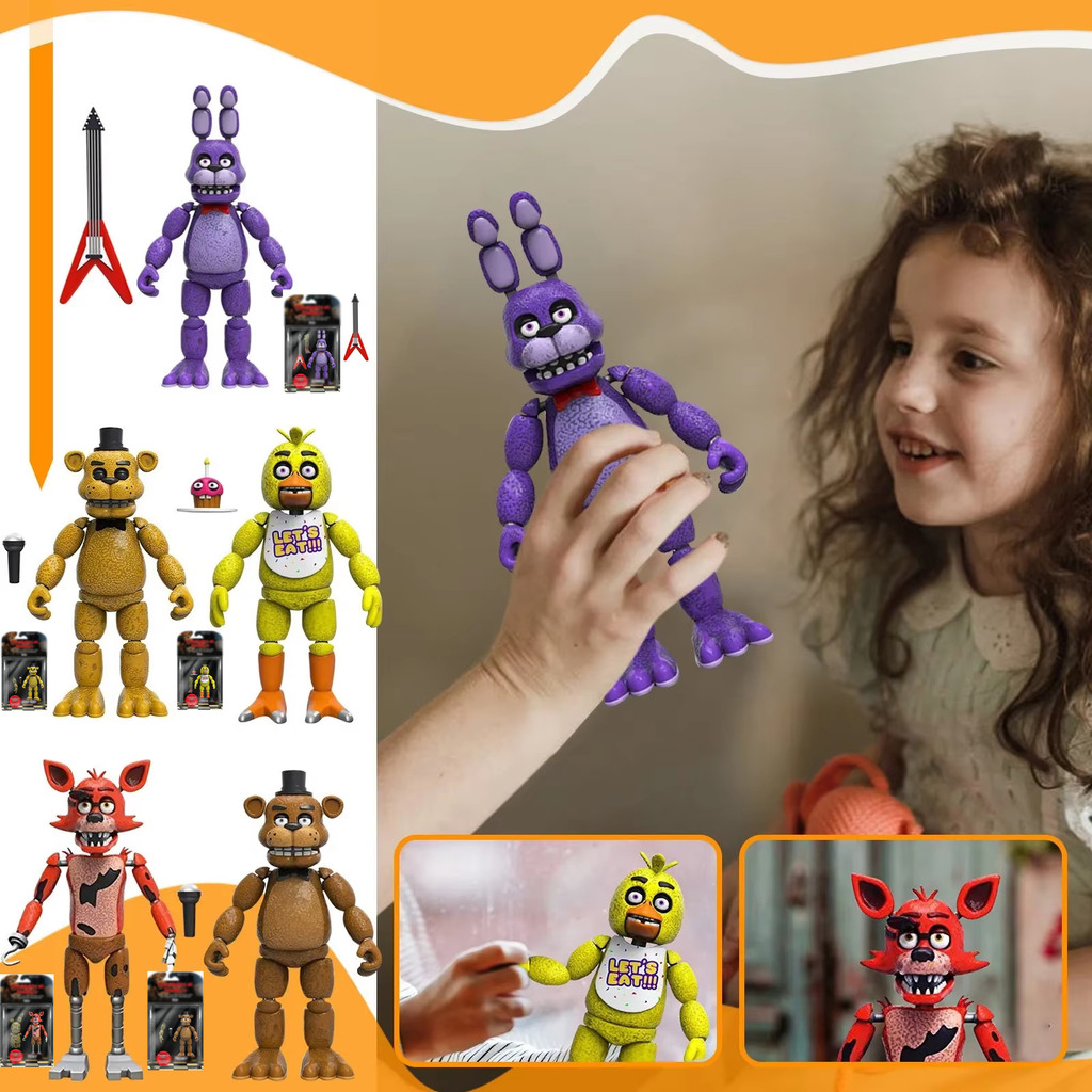 14CM Freddy Bonnie Foxy Chica Action Figure Movable Blacklight Freddy Frostbe Nightmare PVC Model