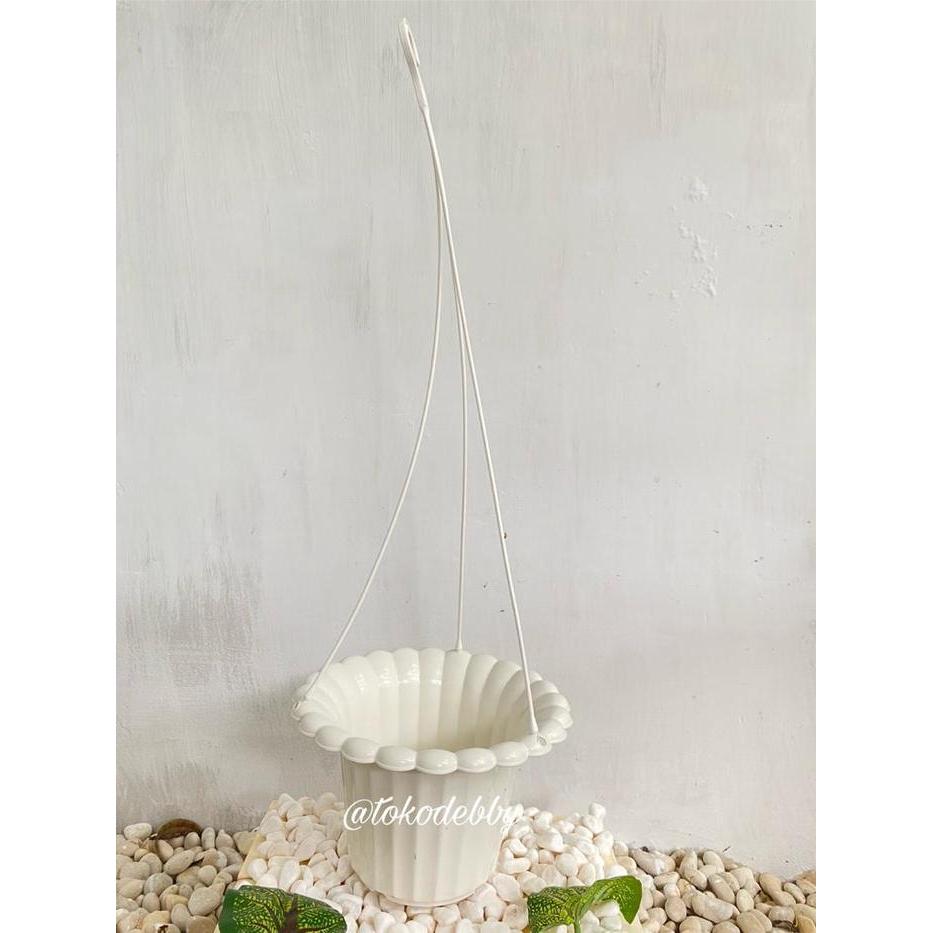 "New" Pot Tanaman dan Bunga Plastik Gantung Mawar Putih