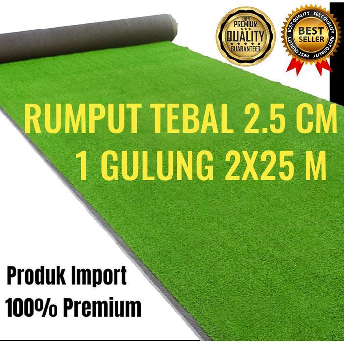 ORIGINAL KAET RUMPUT SINTETIS 1 ROLL 2X25 METER TIPE SWISS TEBAL 2.5 CM PREMIUM kaet 1 gulung 25