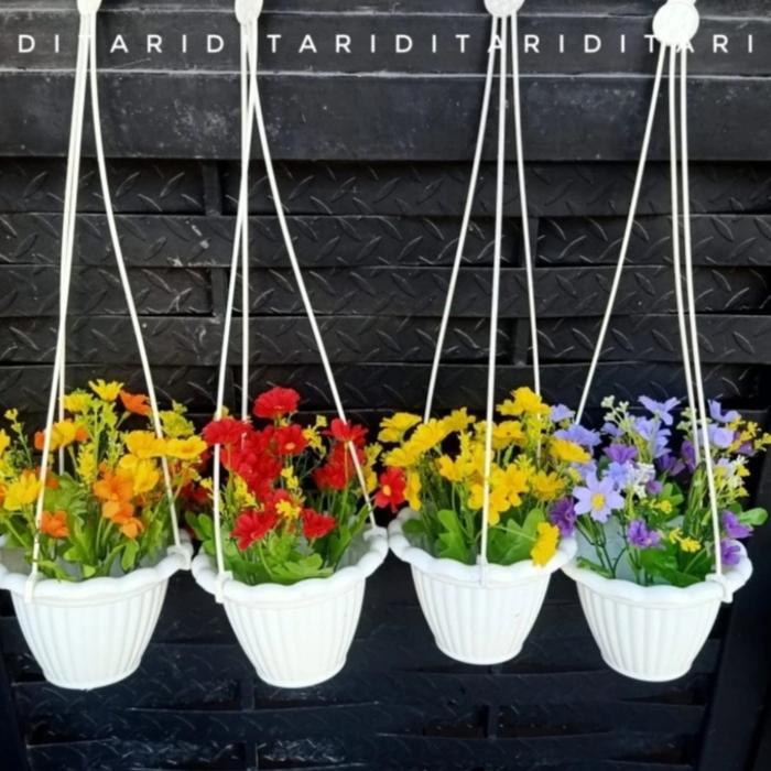 Bunga hias plastik bunga aster bunga krisan plastik pot gantung hias