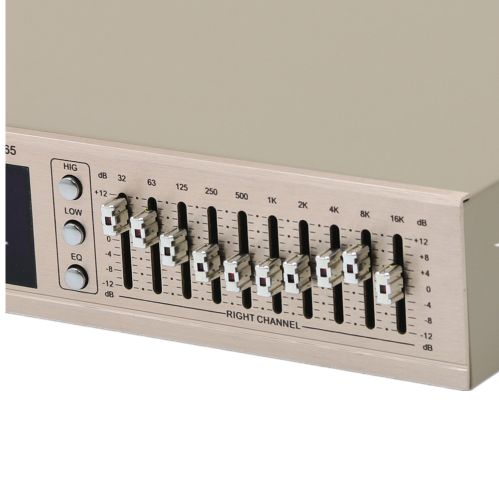 EQ-665 Home Audio Equalizer HiFi EQ Balanced Mixer Double 10 Segment Stereo Treble Alto Bass