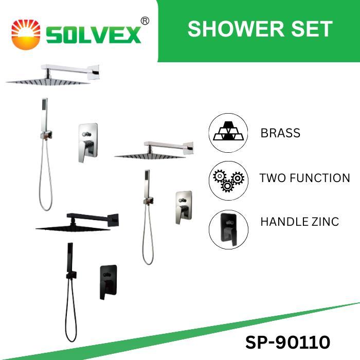 SOLVEX Shower Set Paket Wall Shower Tanam Stop Kran Air Panas Dingin Pipa