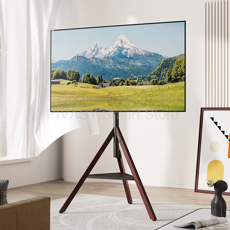 TV Stand with Tripod Base Height Adjustable Floor TV Holder for 32" to 75" LCD OLED Flat Screens