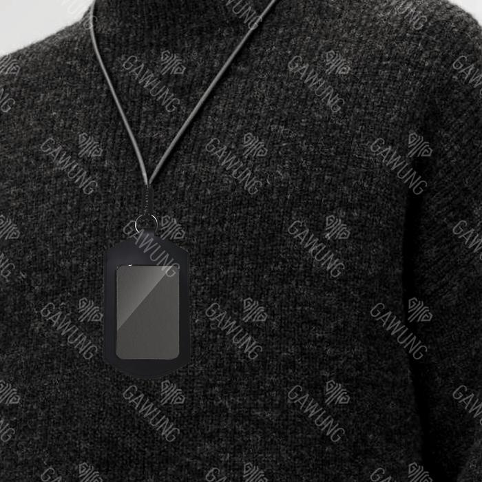 BEST SELLING Lanyard ID Card Holder Slide Kalung Name Tag Kartu Hitam CHSLIDE Metal Transparan