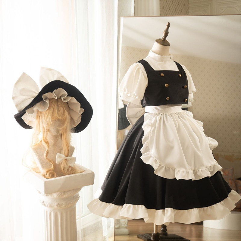 Touhou Project Cosplay Kirisame Marisa Maid Dress Cosplay Clothes With Hat Costume Uniform Party