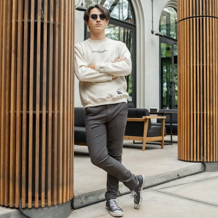 ORIGINAL BAPIN Alpha Chino Long Pants Grey Rabbit - Celana Panjang Pria Slim Fit READY STOCK