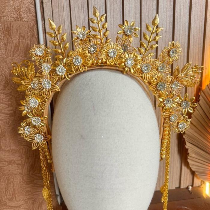Mahkota indira sunting bunga kekinian/ mahkota pengantin /mahkota tari/ mahkota carnival /mahkota