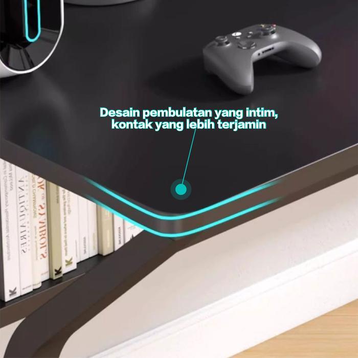 Set Meja Gaming 120cm + Kursi Kantor Putar Ergonomis Meja Komputer Full Set Desain Modern dan Nyaman