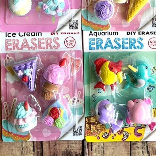2 Set Penghapus Qihao Motif 83 - Setip Sensory - Fancy Eraser - Setip Koleksi - Collectible Eraser -