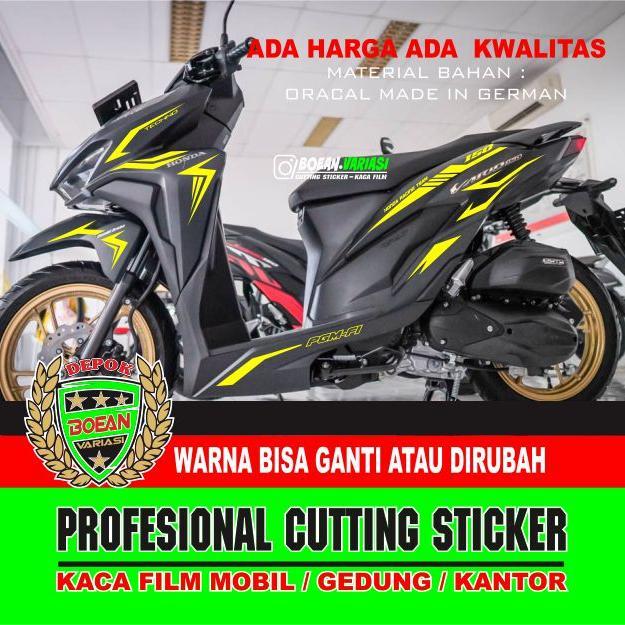 Ready Cutting Sticker Vario 150 New Hitam Putih Merah Biru