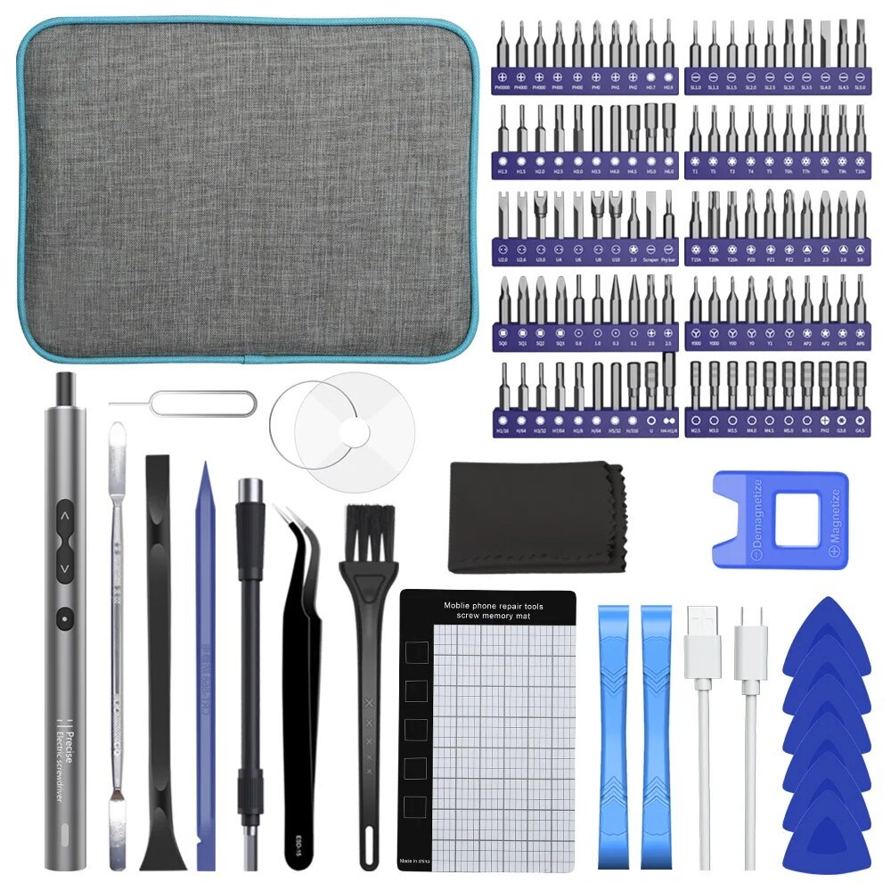 Obeng Listrik Presisi 120 in 1 untuk Ponsel  Laptop Set Obeng Magnetik Kuat Obeng Mini Isi Ulang