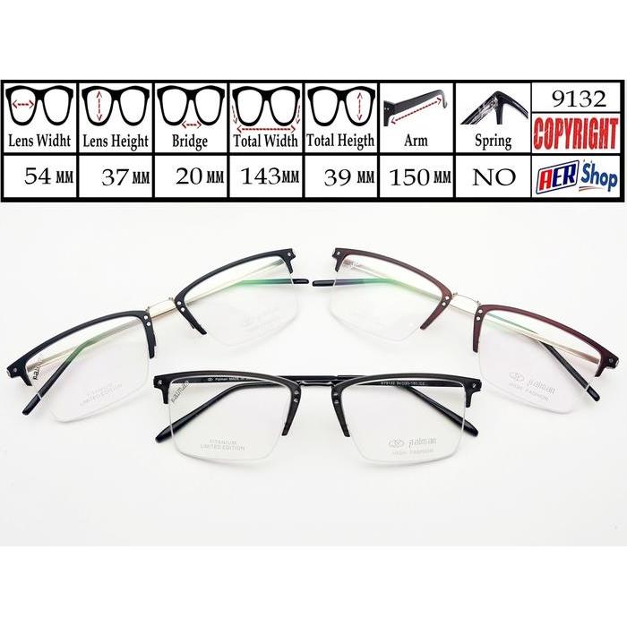 Original Kacamata Minus Half Frame Palman Frame Kacamata Minus Kotak