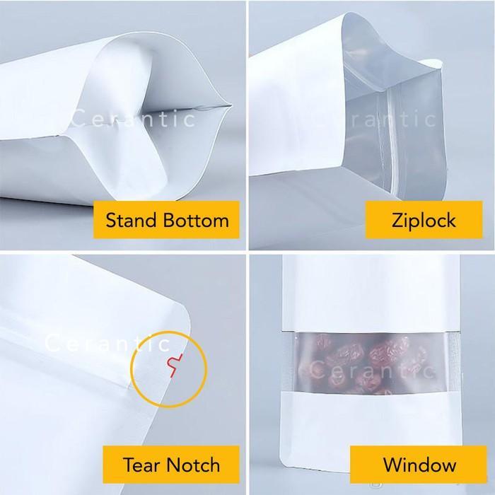 Standing Pouch Window 14 X 22 Cm Transmetz Hitam Putih 14X22 Isi 50 Aluminium Plastik