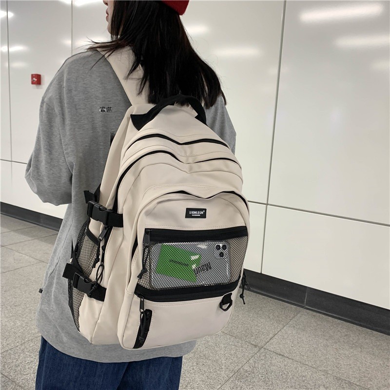 Casual Large Capacity Multi-layer Student Backpack Harajuku Style Nylon Mesh Breathable Wear