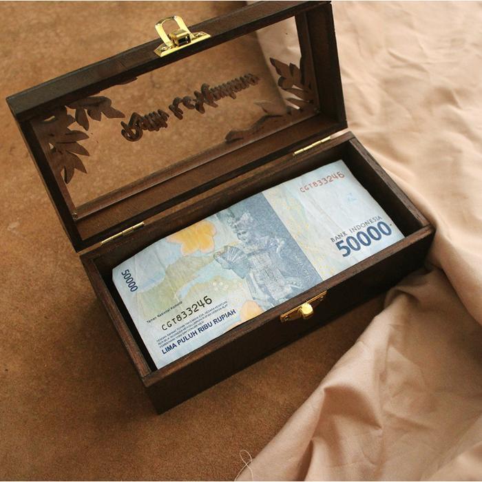 JTTOP" KOTAK UANG MAHAR KAYU RUSTIC / KOTAK MAHAR UANG ACRYLIC