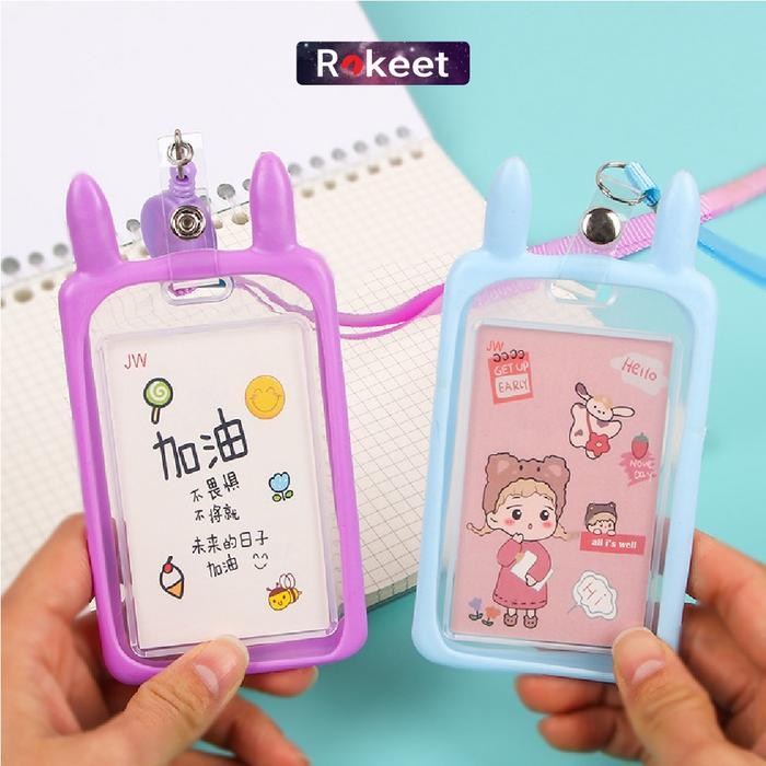 "New" Rokeet ID Card Name Tag Photocard Holder 46,5 cm Bahan Silicon Untuk Wanita dan Remaja Dengan