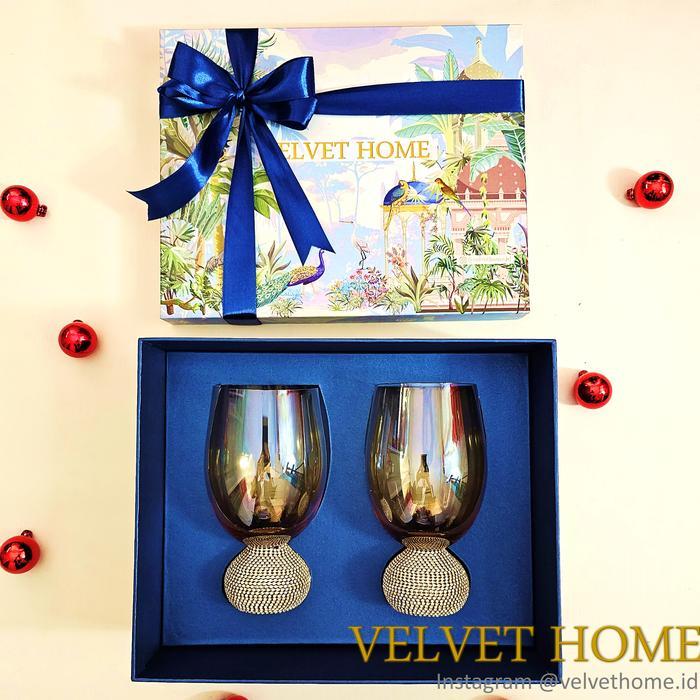 Sale- Hampers Gelas Crystal Gift Wine Gold Kaca Natal Lebaran Imlek Parcel